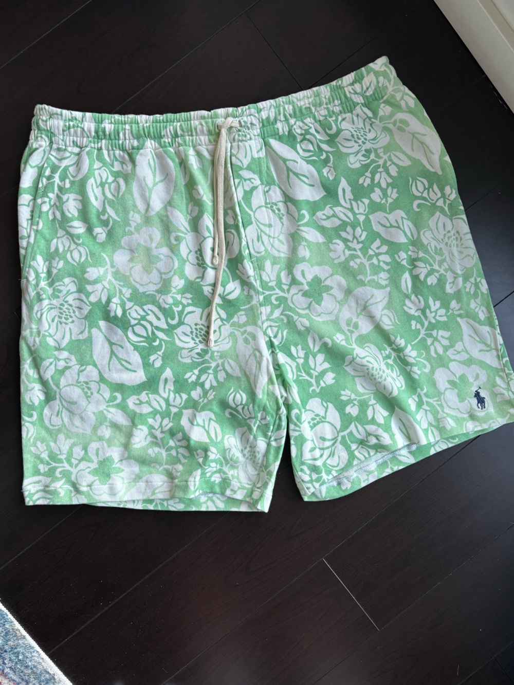 NEW Polo Ralph Lauren Mint Green and White Floral Drawstring Shorts